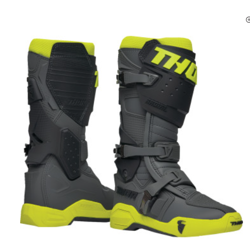 THOR Radial Boots - Gray/Fluorescent Yellow   Riding Gear