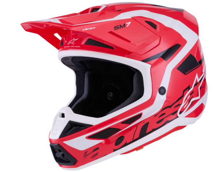 ALPINESTARS SM7 Helmet - Deed - Gloss Red/Black/White  Riding Gear